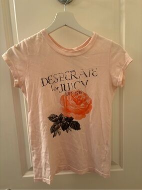 Juicy Couture Light Pink Tee with Orange Rose Graphic